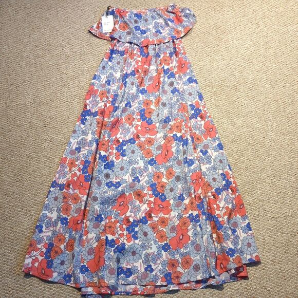 Japna Maxi Dress Womens XS Floral Boho Peasant Empire Waist Off Shoulder - Picture 4 of 8